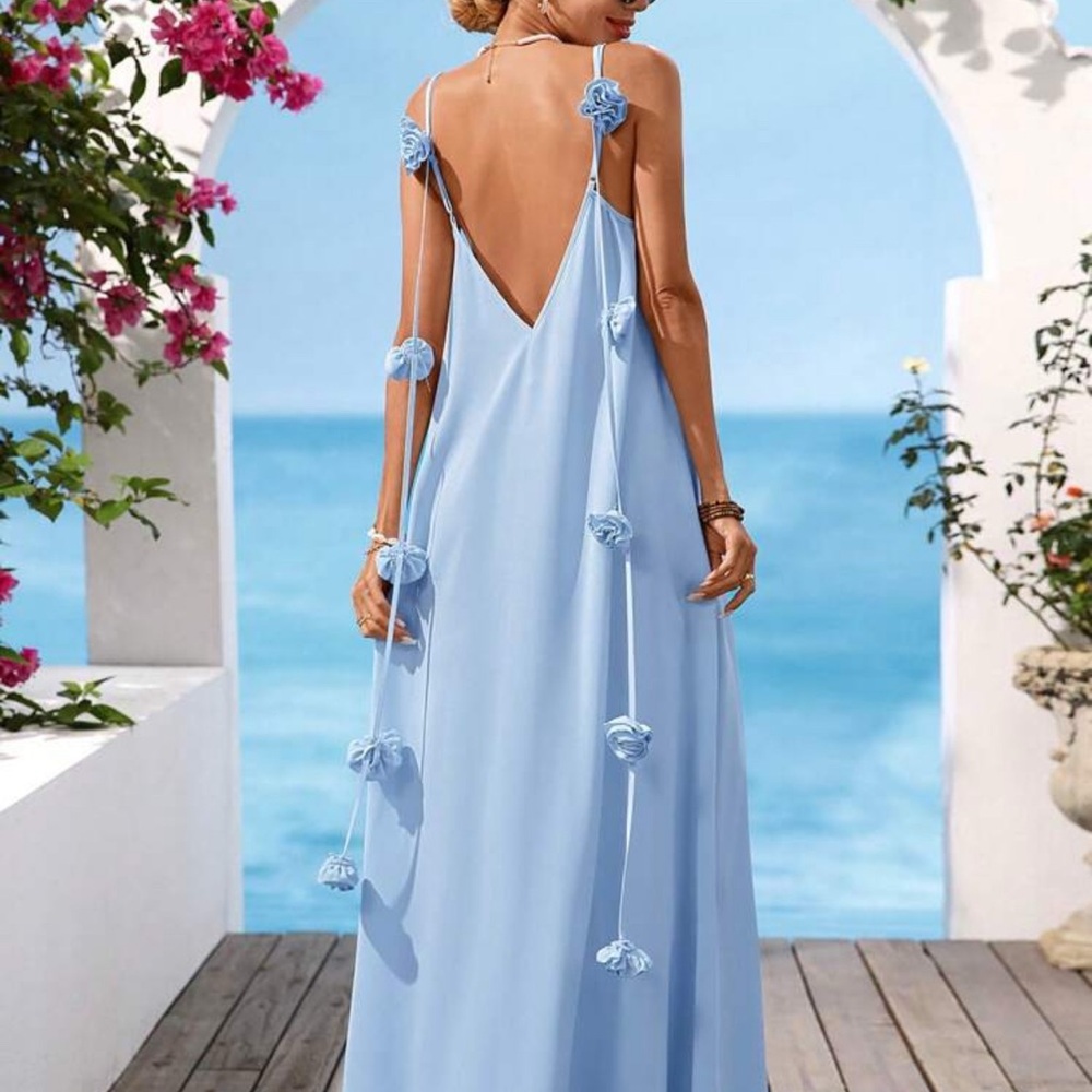 Elegant Blue Sleeveless Dress